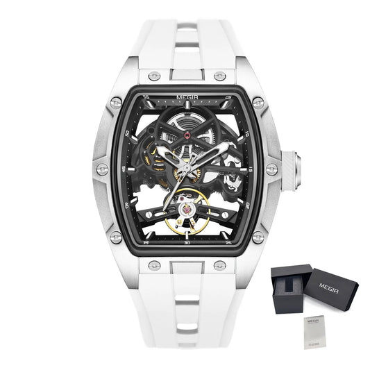 MEGIR Original Fashion Men Watches Automatic Mechanical Watch Steel Case Sport Skeleton Dial Wristwatch Waterproof Clock Reloj Hombre 2242 by MEGIR WATCH GROUP