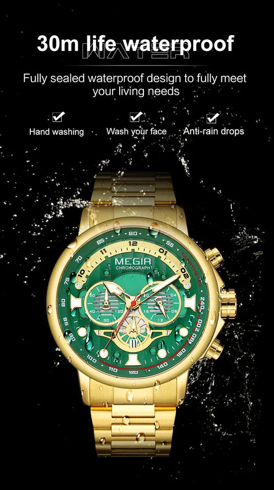 MEGIR Luxury Men Watches Stainless Steel Quartz Wristwatches Fashion Men Business Watch Clock Male Chronograph Relogio Masculino 2223 by MEGIR WATCH GROUP