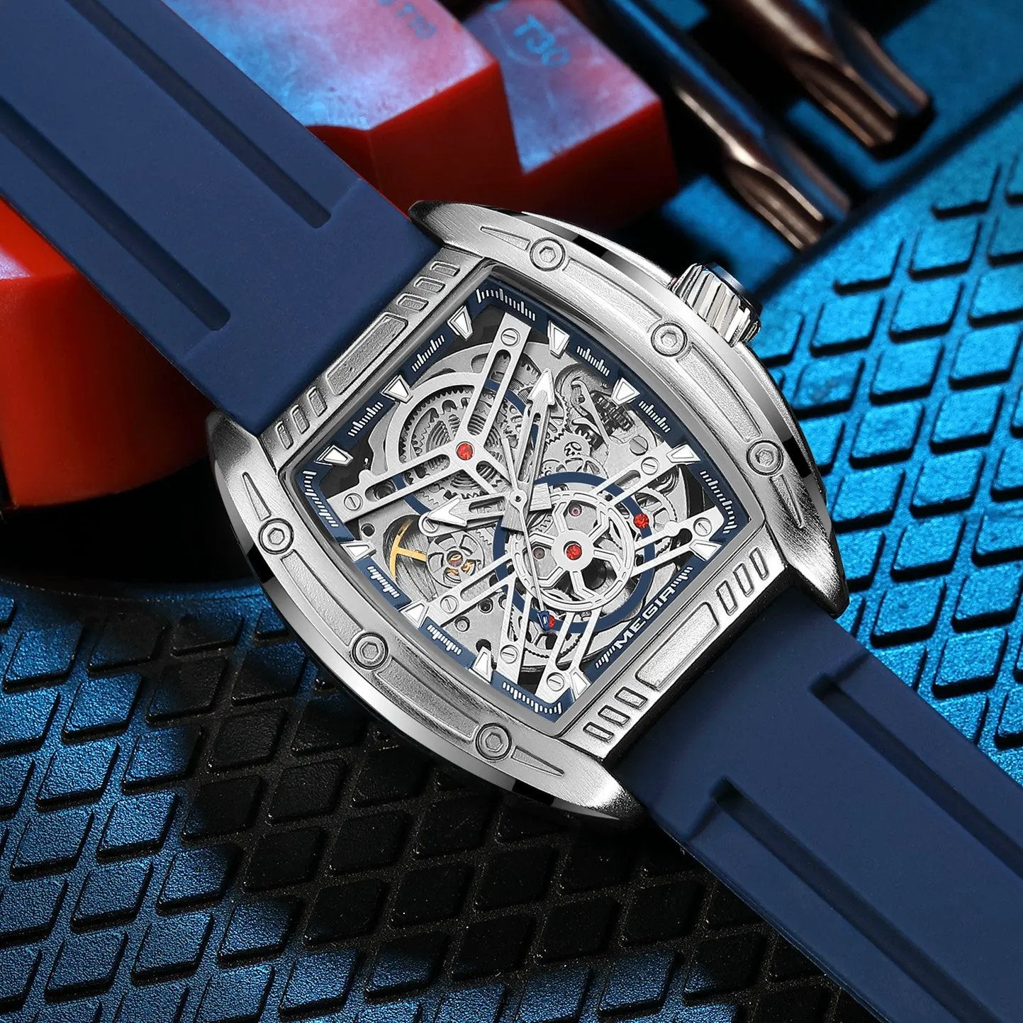MEGIR Original Luxury Sport Watch for Men Silicone Band Automatic Mechanical Movement WristWatches Luminous Clock Reloj Hombre 8601 by MEGIR WATCH GROUP