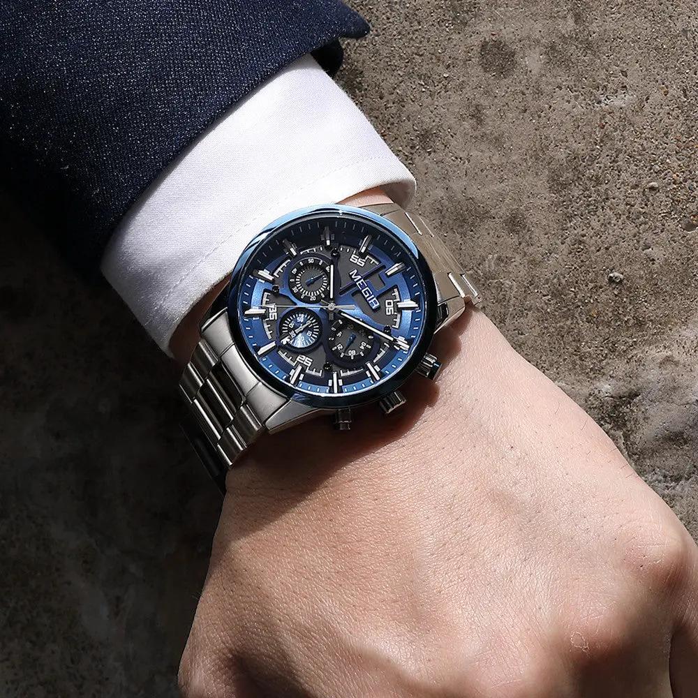 MEGIR Luxury Watch Mens Business Watches Calendar Stainless Steel Quartz Wrist Watch Clock Casual Chronograph Relogio Masculino 2220 by MEGIR WATCH GROUP
