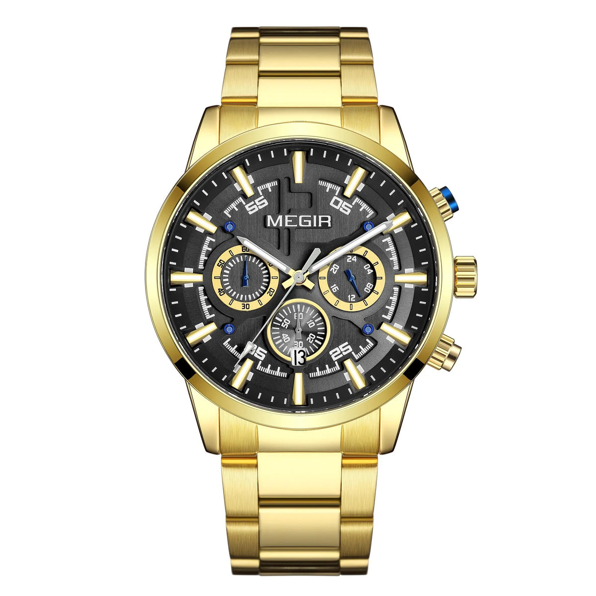 MEGIR Luxury Watch Mens Business Watches Calendar Stainless Steel Quartz Wrist Watch Clock Casual Chronograph Relogio Masculino 2220 by MEGIR WATCH GROUP