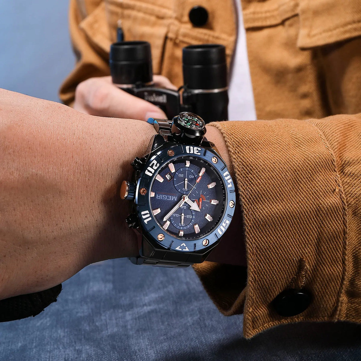 MEGIR Watch Top Brand Luxury Business Quartz Watches Chronograph Stainless Steel Calendar Luminous Clock WristWatch Montre Homme 2219 by MEGIR WATCH GROUP
