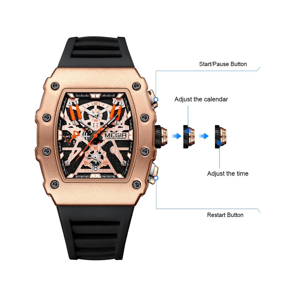 MEGIR Luxury Outdoor Sport Wristwatch for Men Silicone Waterproof Watches Quartz Military Watch Male Clock Chronograph 2218 by MEGIR WATCH GROUP