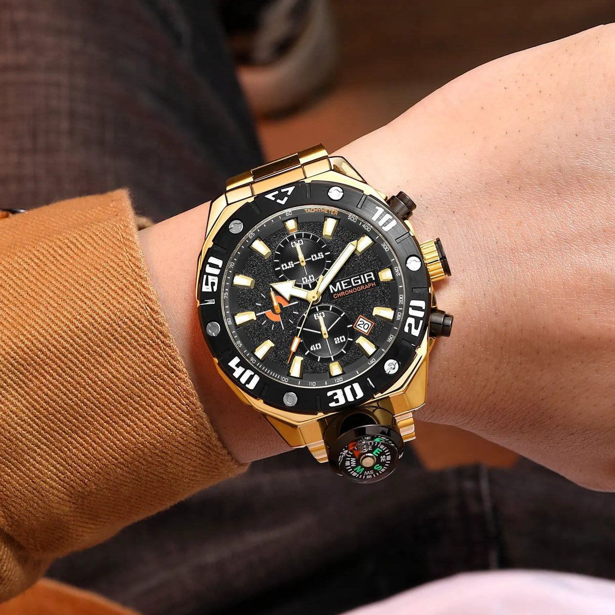 MEGIR Watch Top Brand Luxury Business Quartz Watches Chronograph Stainless Steel Calendar Luminous Clock WristWatch Montre Homme 2219 by MEGIR WATCH GROUP