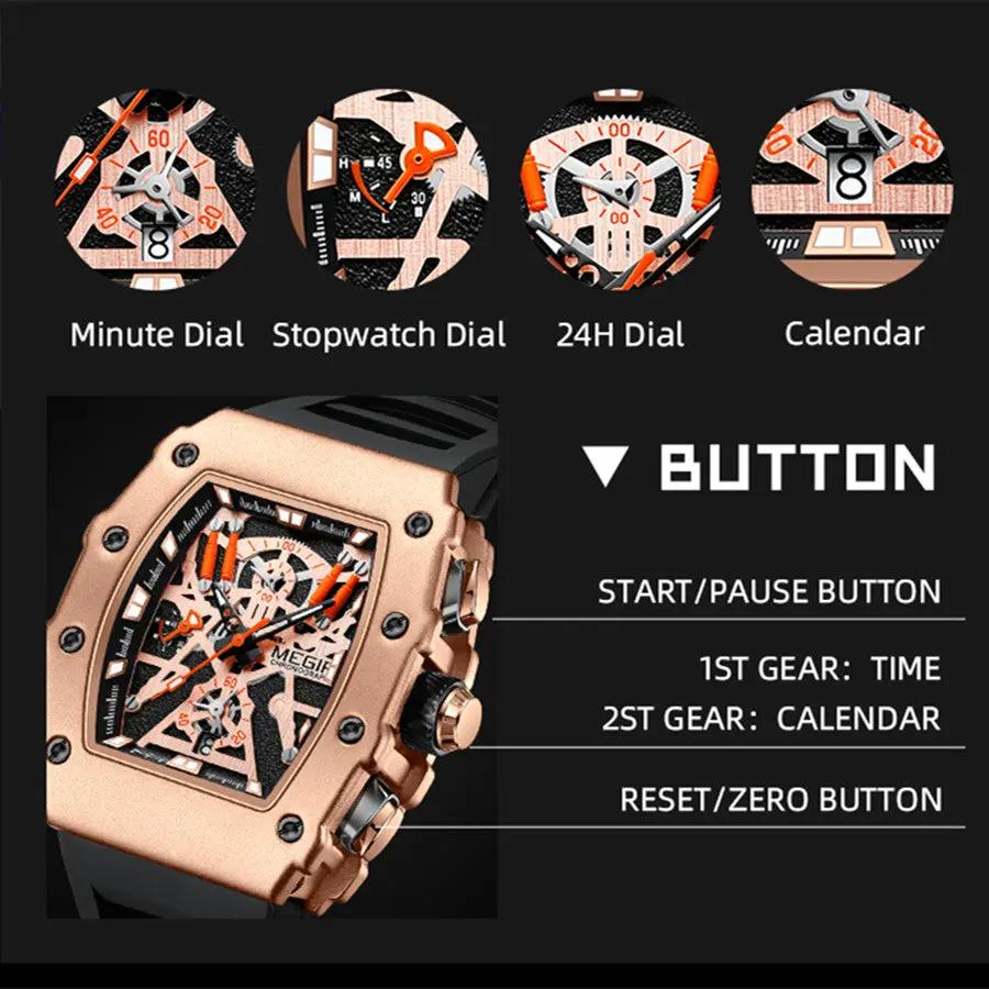 MEGIR Luxury Outdoor Sport Wristwatch for Men Silicone Waterproof Watches Quartz Military Watch Male Clock Chronograph 2218 by MEGIR WATCH GROUP