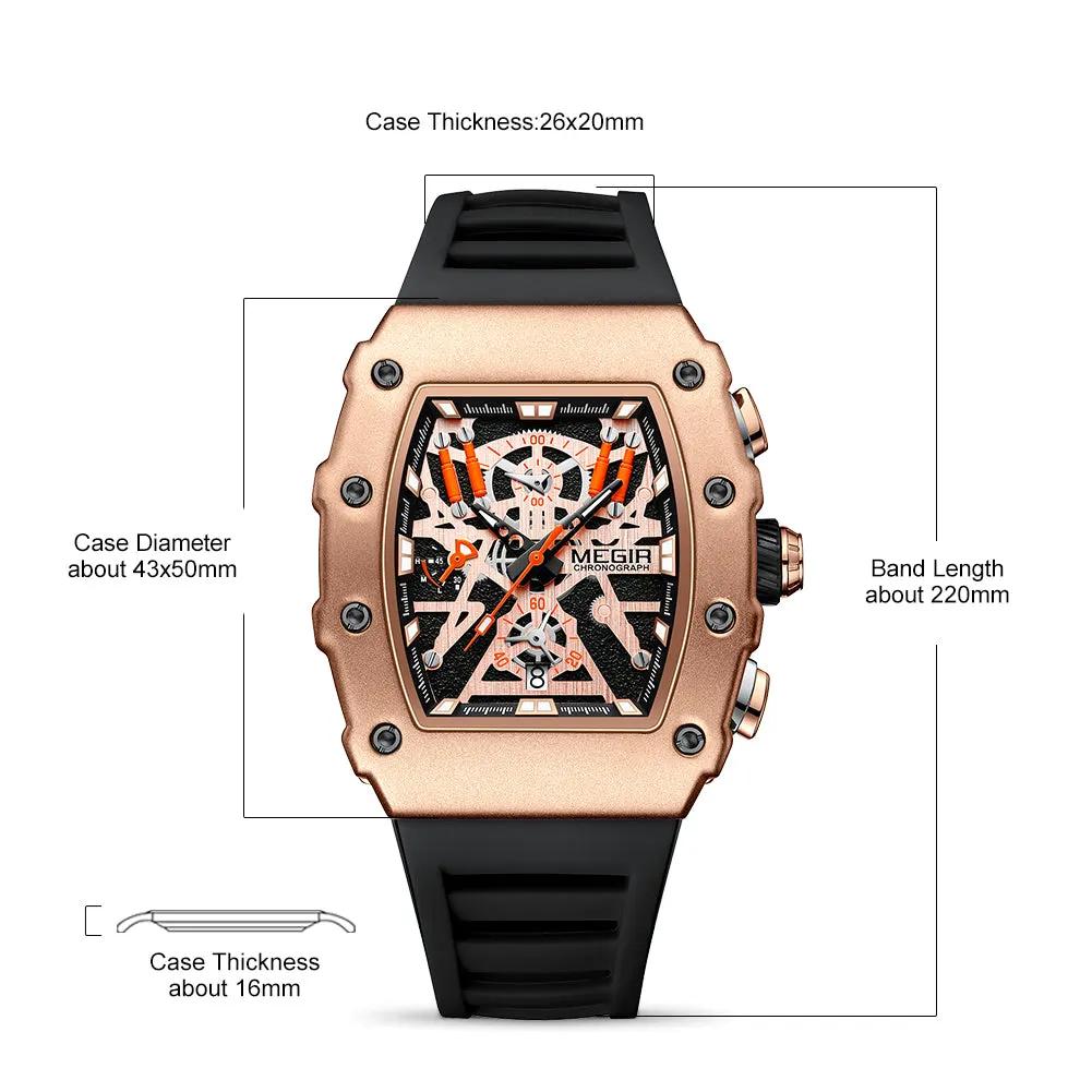 MEGIR Luxury Outdoor Sport Wristwatch for Men Silicone Waterproof Watches Quartz Military Watch Male Clock Chronograph 2218 by MEGIR WATCH GROUP