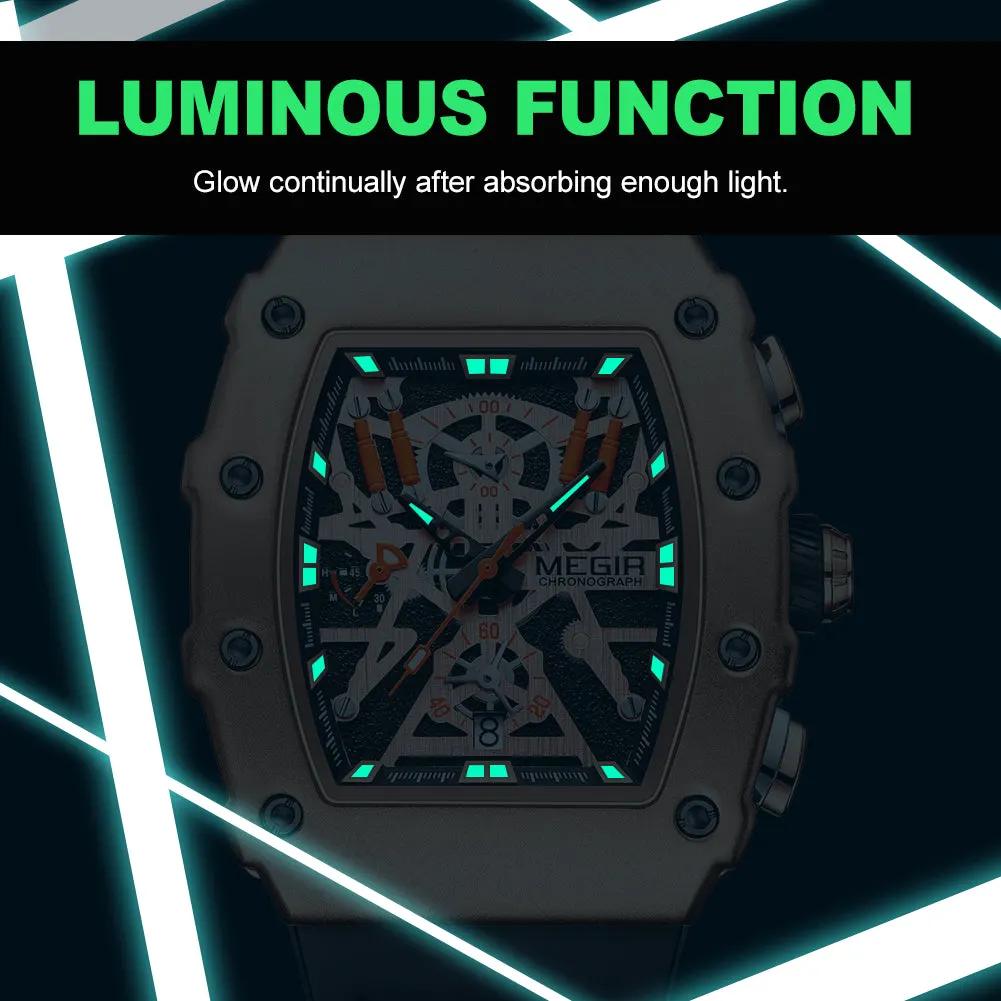 MEGIR Luxury Outdoor Sport Wristwatch for Men Silicone Waterproof Watches Quartz Military Watch Male Clock Chronograph 2218 by MEGIR WATCH GROUP