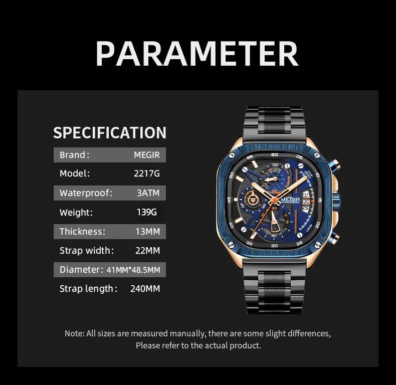 MEGIR Sports Military Watches for Men Luxury Business Casual Wristwatches Waterproof Date Clock Chronograph Reloj Hombre 2217 by MEGIR WATCH GROUP