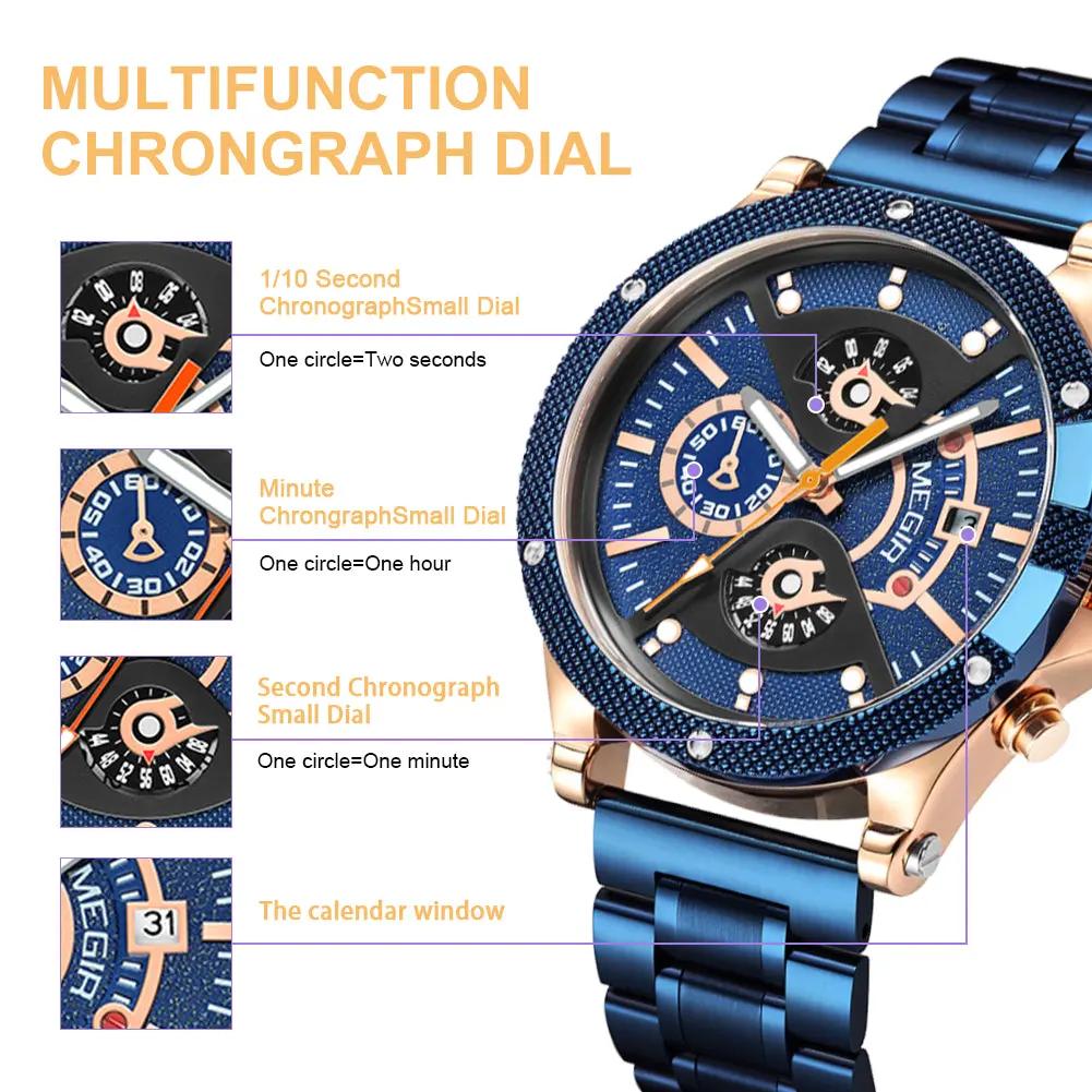 MEGIR Men's Business Watch Top Brand Luxury Quartz Wristwatch Fashion Waterproof Man Military Clock Calendar Reloj Hombre 2216 by MEGIR WATCH GROUP