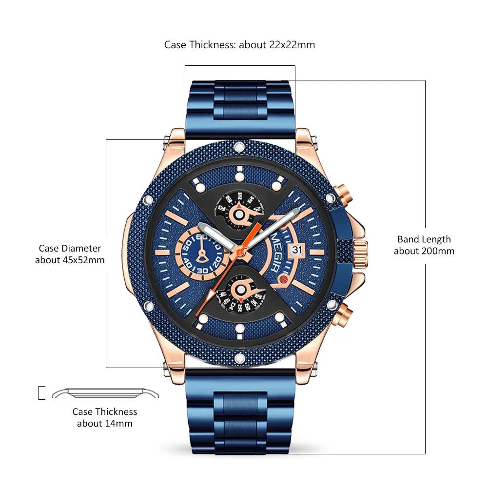 MEGIR Men's Business Watch Top Brand Luxury Quartz Wristwatch Fashion Waterproof Man Military Clock Calendar Reloj Hombre 2216 by MEGIR WATCH GROUP