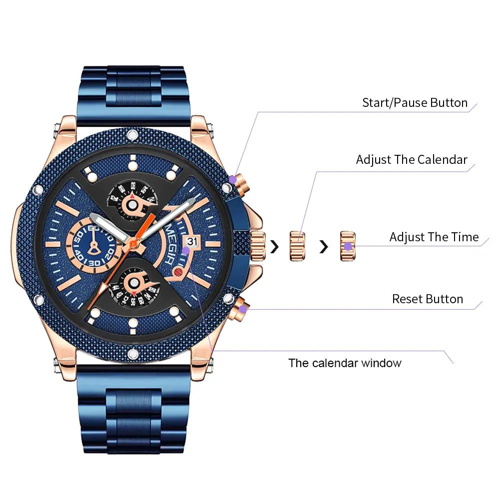 MEGIR Men's Business Watch Top Brand Luxury Quartz Wristwatch Fashion Waterproof Man Military Clock Calendar Reloj Hombre 2216 by MEGIR WATCH GROUP