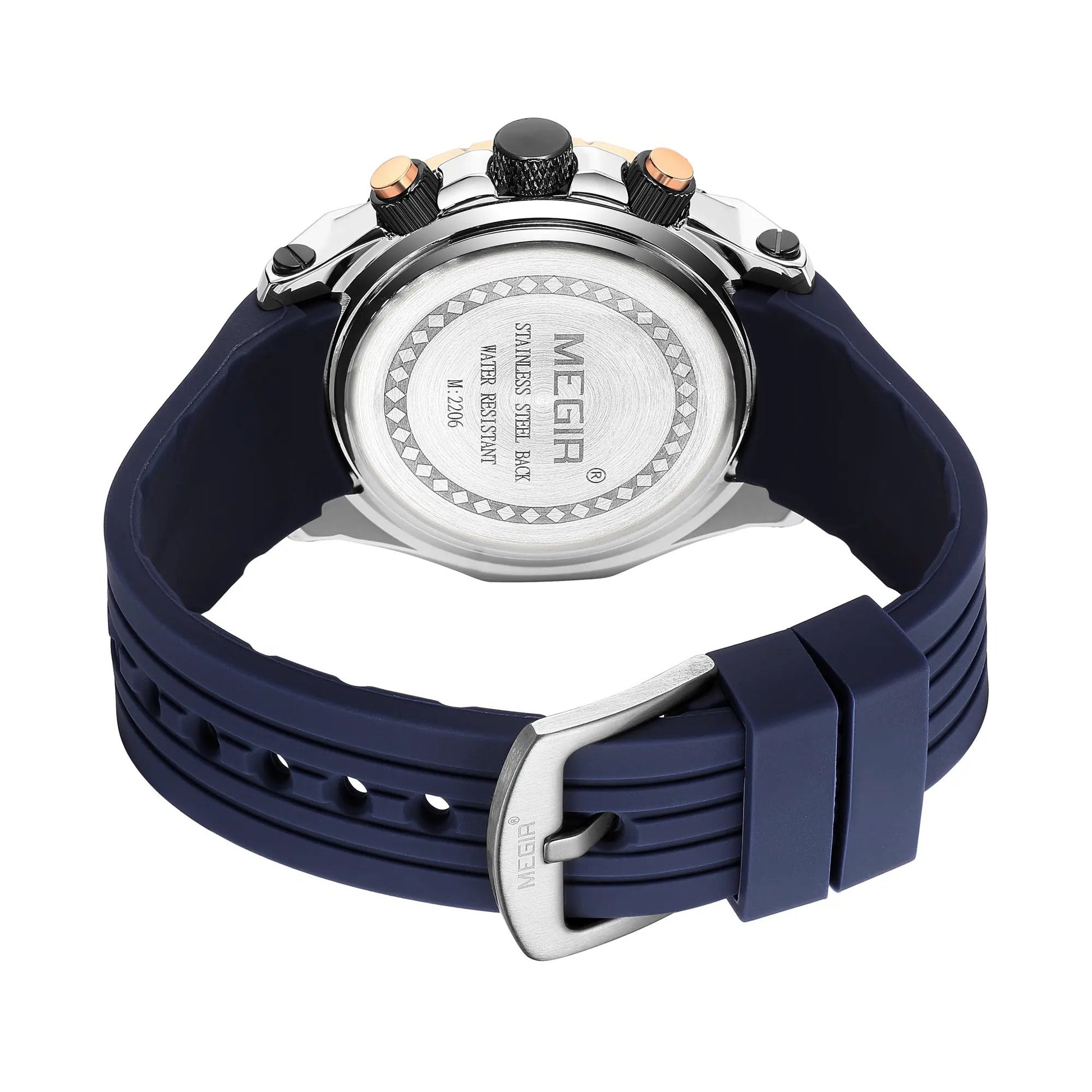 MEGIR Men's Sport Watches Chronograph Silicone Strap Waterproof Calendar Quartz Military Wristwatch Male Clock Relogio Masculino 2206 by MEGIR WATCH GROUP