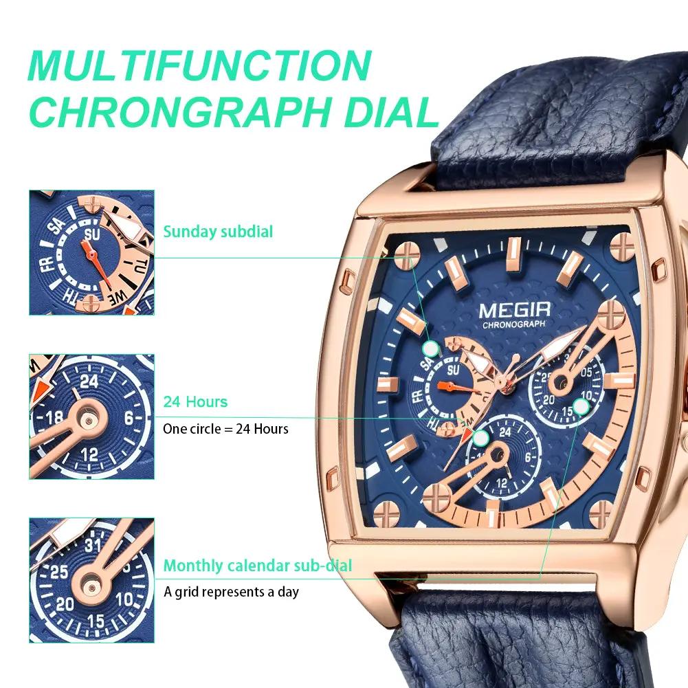MEGIR Fashion Mens Watches Brand Luxury Waterproof Military WristWatch Leather Sport Quartz Date Weeds Clock Reloj Hombre 2204 by MEGIR WATCH GROUP