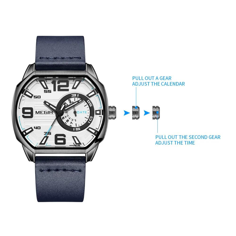 MEGIR Fashion Mens Watches Top Luxury Sport Military Watch Calendar Luminous Quartz Casual Man Wristwatch Clock Montre Homme 2201 by MEGIR WATCH GROUP