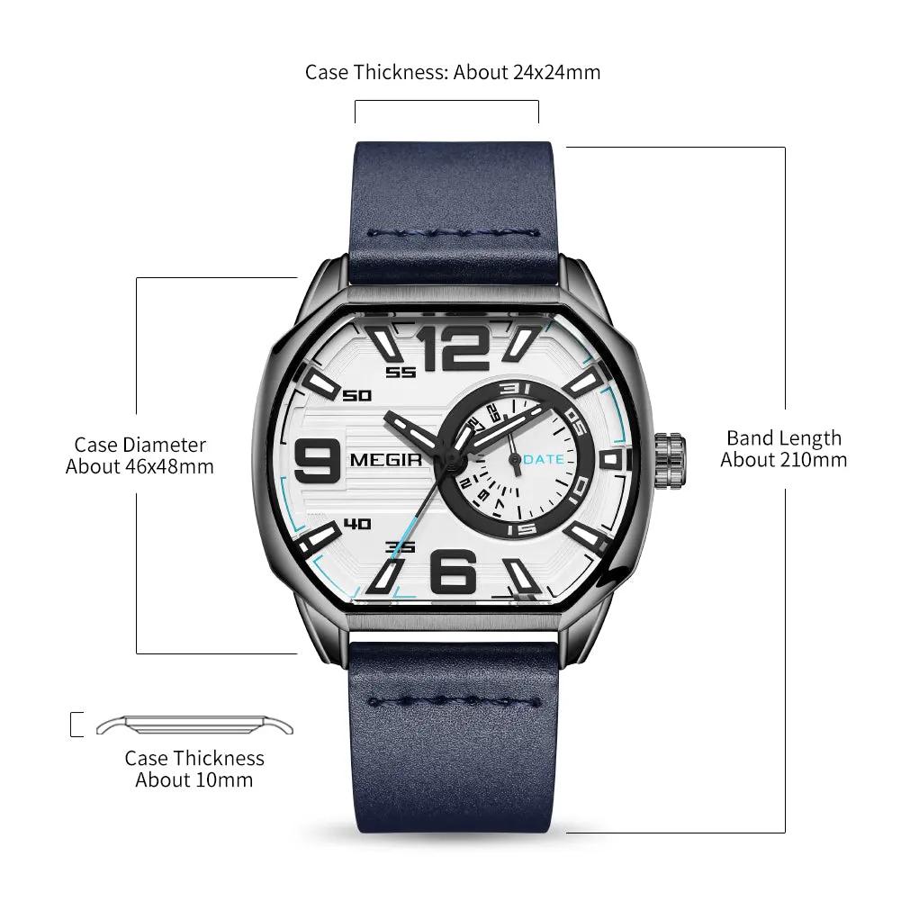 MEGIR Fashion Mens Watches Top Luxury Sport Military Watch Calendar Luminous Quartz Casual Man Wristwatch Clock Montre Homme 2201 by MEGIR WATCH GROUP