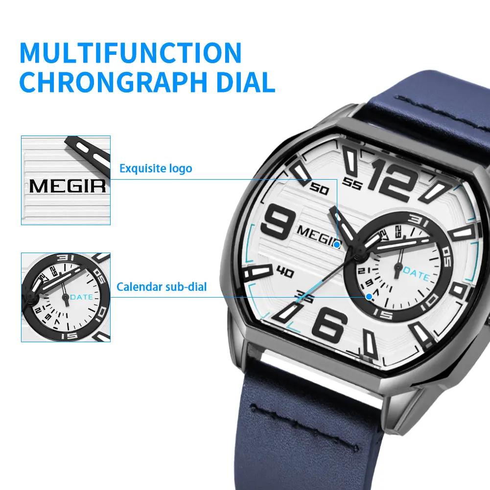 MEGIR Fashion Mens Watches Top Luxury Sport Military Watch Calendar Luminous Quartz Casual Man Wristwatch Clock Montre Homme 2201 by MEGIR WATCH GROUP