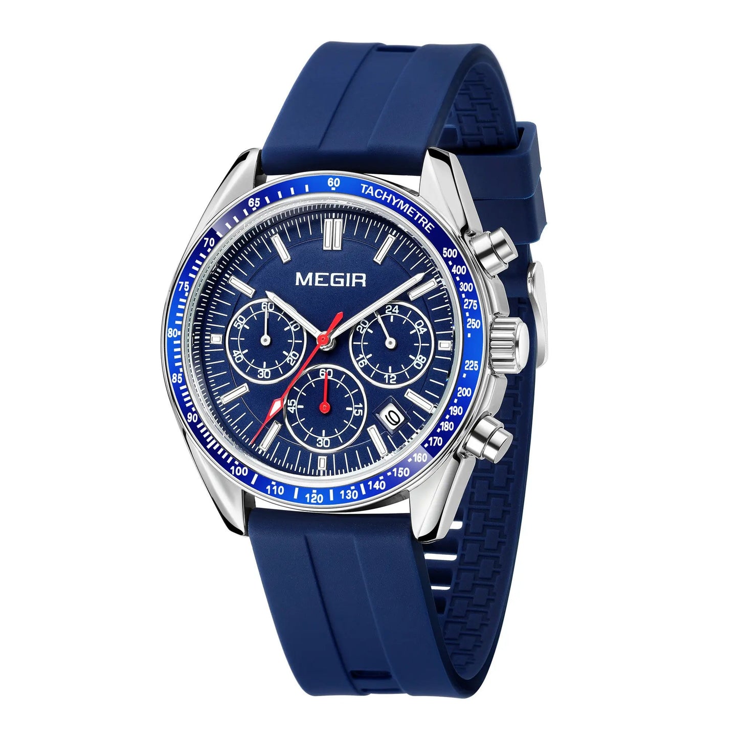 MEGIR Analog Quartz Wrist Watch Chronograph Luminous Business Sport Watches with Silicone Strap Calendar Man Clock Reloj Hombre 8105 by MEGIR WATCH GROUP
