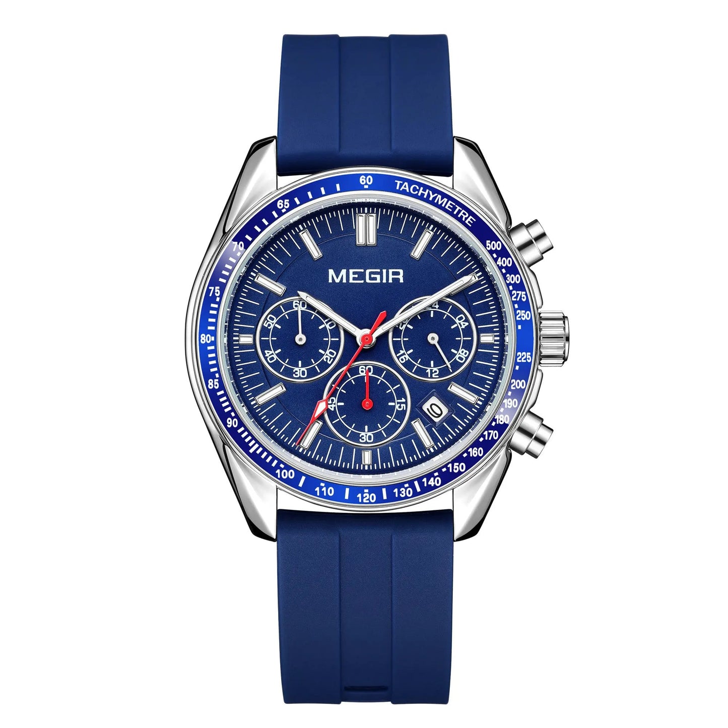 MEGIR Analog Quartz Wrist Watch Chronograph Luminous Business Sport Watches with Silicone Strap Calendar Man Clock Reloj Hombre 8105 by MEGIR WATCH GROUP