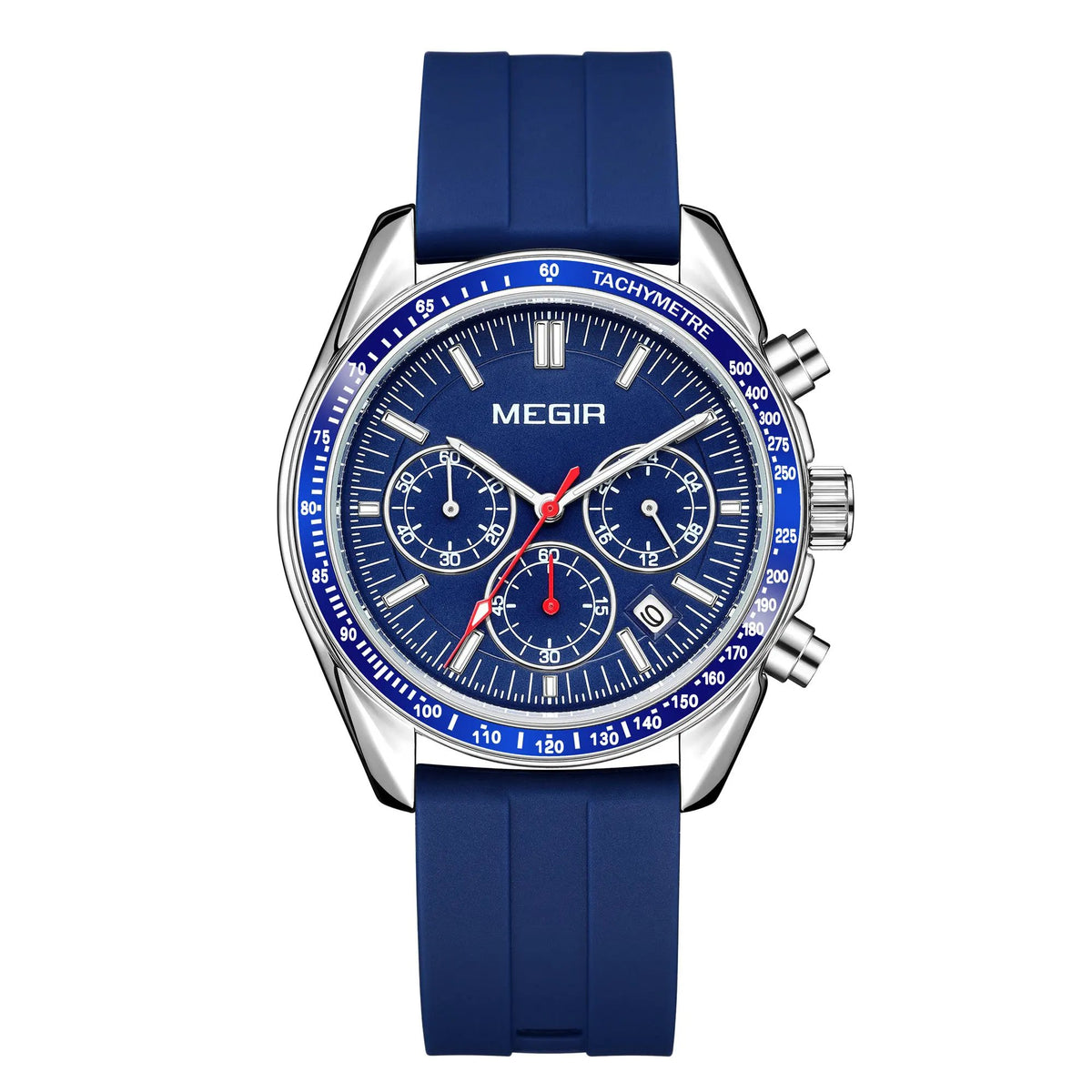 MEGIR Analog Quartz Wrist Watch Chronograph Luminous Business Sport Watches with Silicone Strap Calendar Man Clock Reloj Hombre 8105 by MEGIR WATCH GROUP