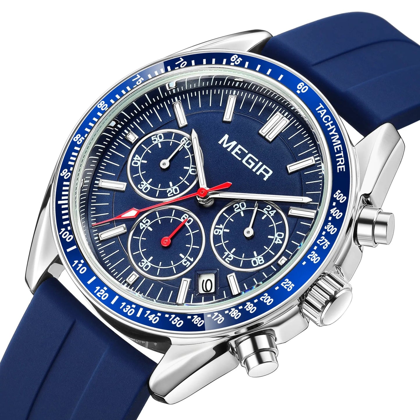 MEGIR Analog Quartz Wrist Watch Chronograph Luminous Business Sport Watches with Silicone Strap Calendar Man Clock Reloj Hombre 8105 by MEGIR WATCH GROUP