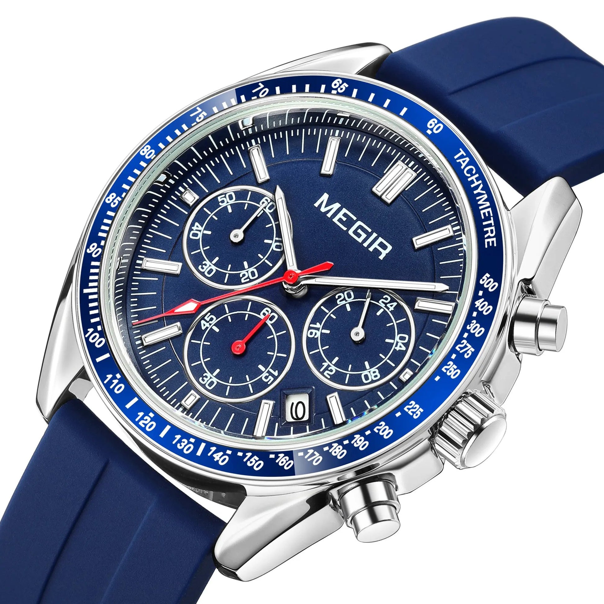 MEGIR Analog Quartz Wrist Watch Chronograph Luminous Business Sport Watches with Silicone Strap Calendar Man Clock Reloj Hombre 8105 by MEGIR WATCH GROUP