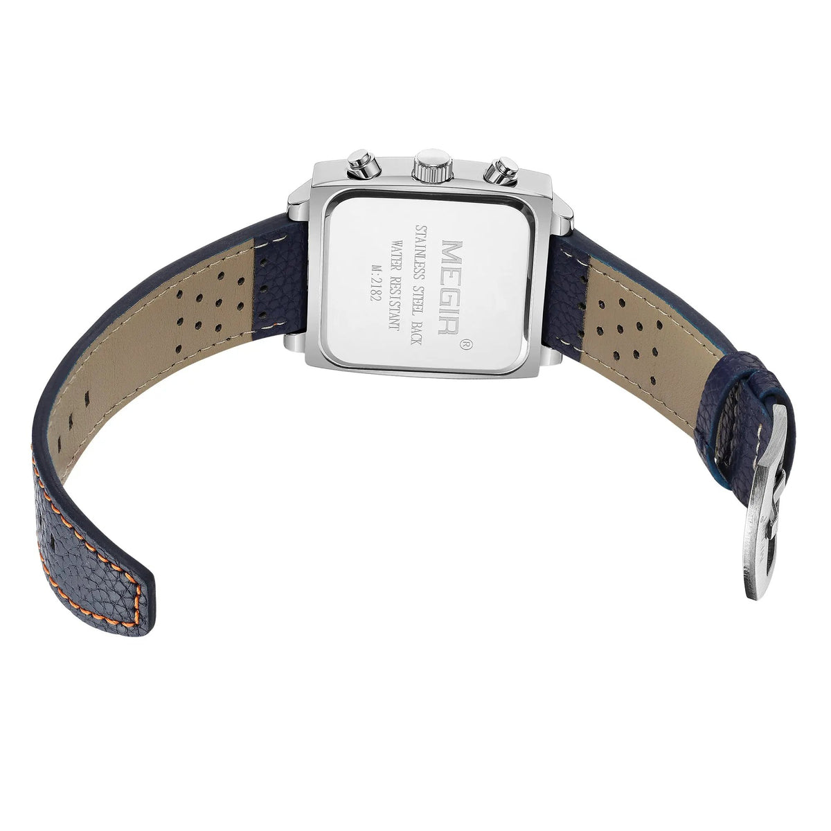 MEGIR Watches for Men Luxury Black Sports Casual Chronograph Waterproof Calendar Square Dial Wristwatches with Date Clock 2182 by MEGIR WATCH GROUP