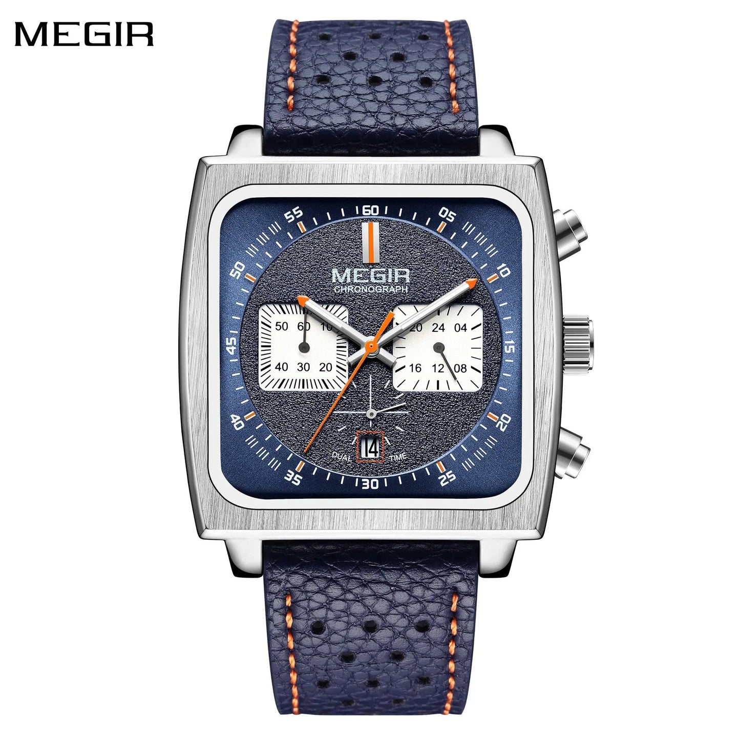 MEGIR Watches for Men Luxury Black Sports Casual Chronograph Waterproof Calendar Square Dial Wristwatches with Date Clock 2182 by MEGIR WATCH GROUP