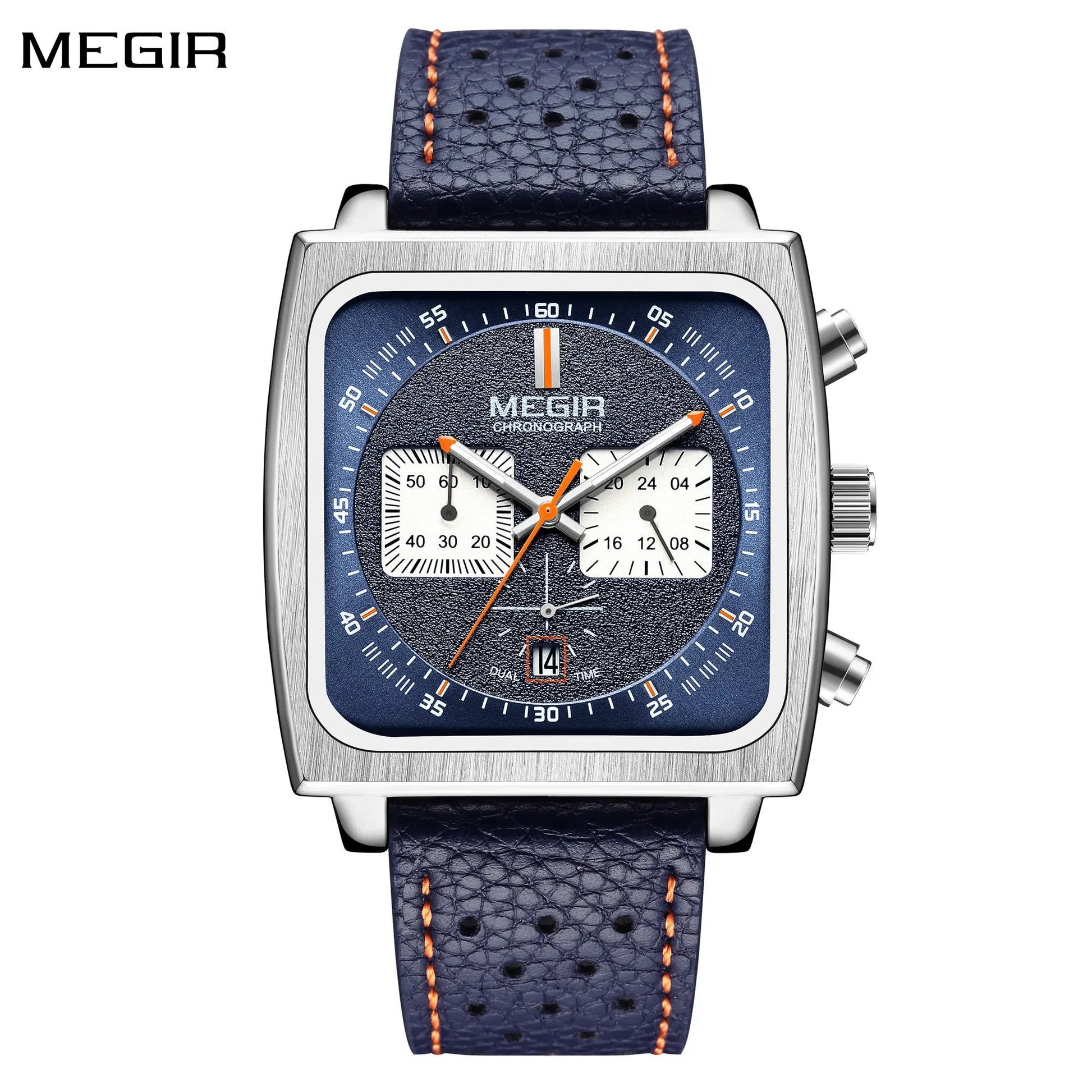 MEGIR Watches for Men Luxury Black Sports Casual Chronograph Waterproof Calendar Square Dial Wristwatches with Date Clock 2182 by MEGIR WATCH GROUP