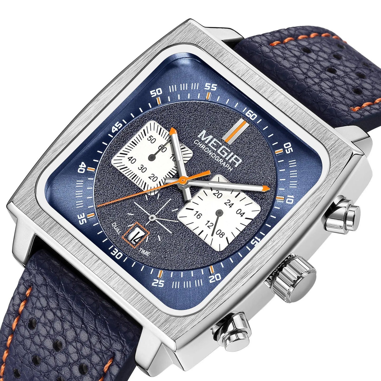 MEGIR Watches for Men Luxury Black Sports Casual Chronograph Waterproof Calendar Square Dial Wristwatches with Date Clock 2182 by MEGIR WATCH GROUP