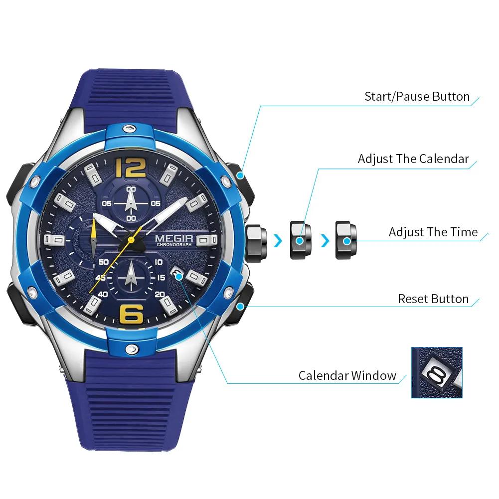 MEGIR Men's Chronograph Original Top Luxury Sports Military Watches for Men Date Luminous Wristwatches Clock Relogio Masculino 2161 by MEGIR WATCH GROUP