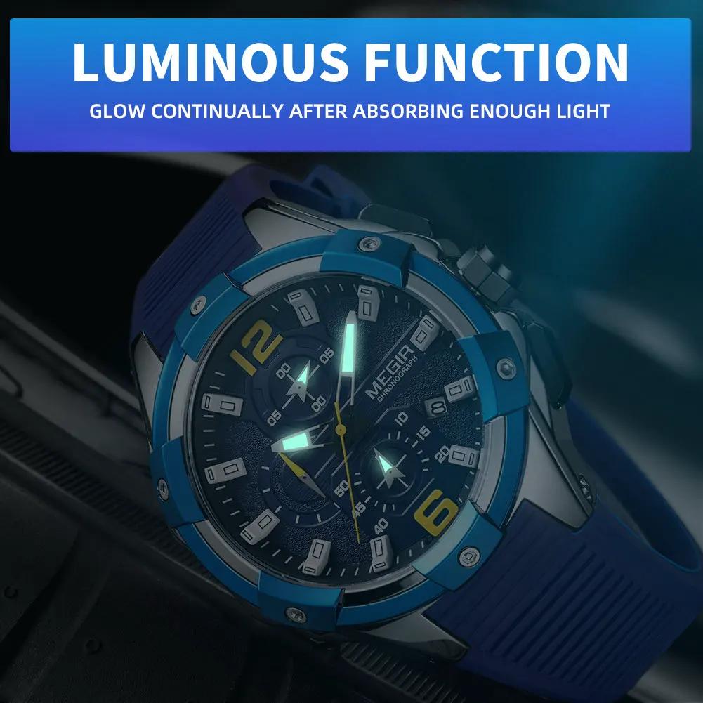 MEGIR Men's Chronograph Original Top Luxury Sports Military Watches for Men Date Luminous Wristwatches Clock Relogio Masculino 2161 by MEGIR WATCH GROUP