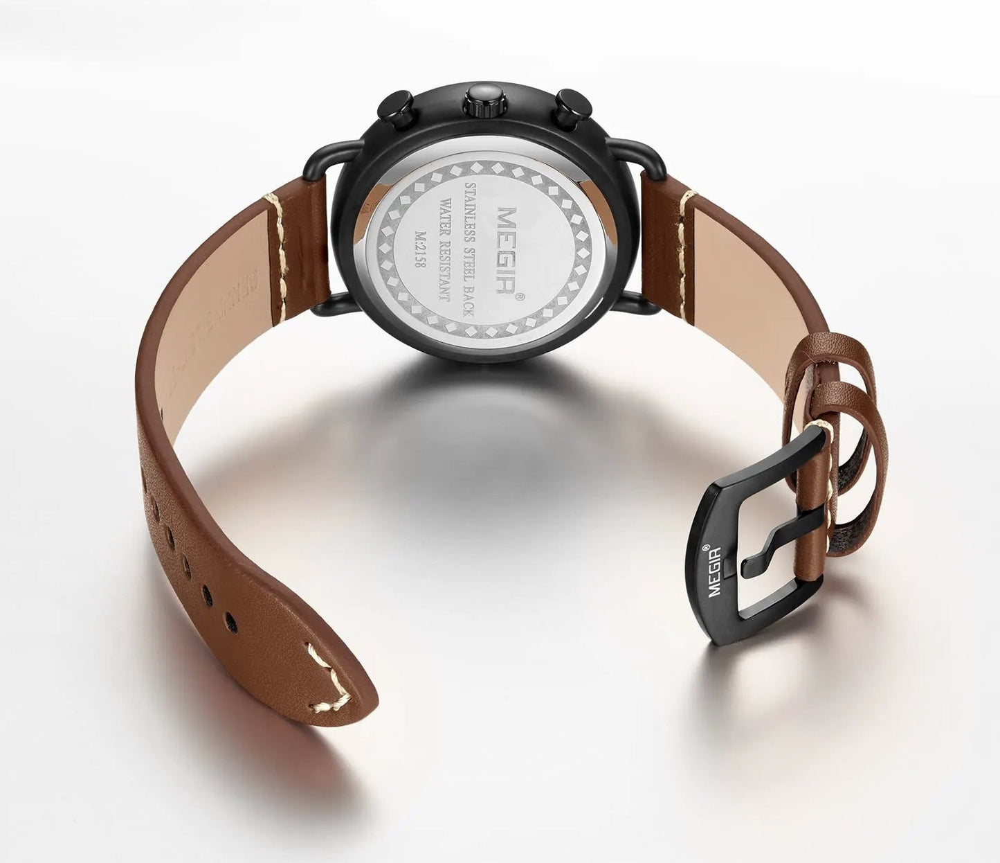 MEGIR Fashion Mens Watches Luxury Sport Quartz Wrist Watch Steel Mesh Business Casual Watches Calendar Leather Band Man Clock 2158 by MEGIR WATCH GROUP