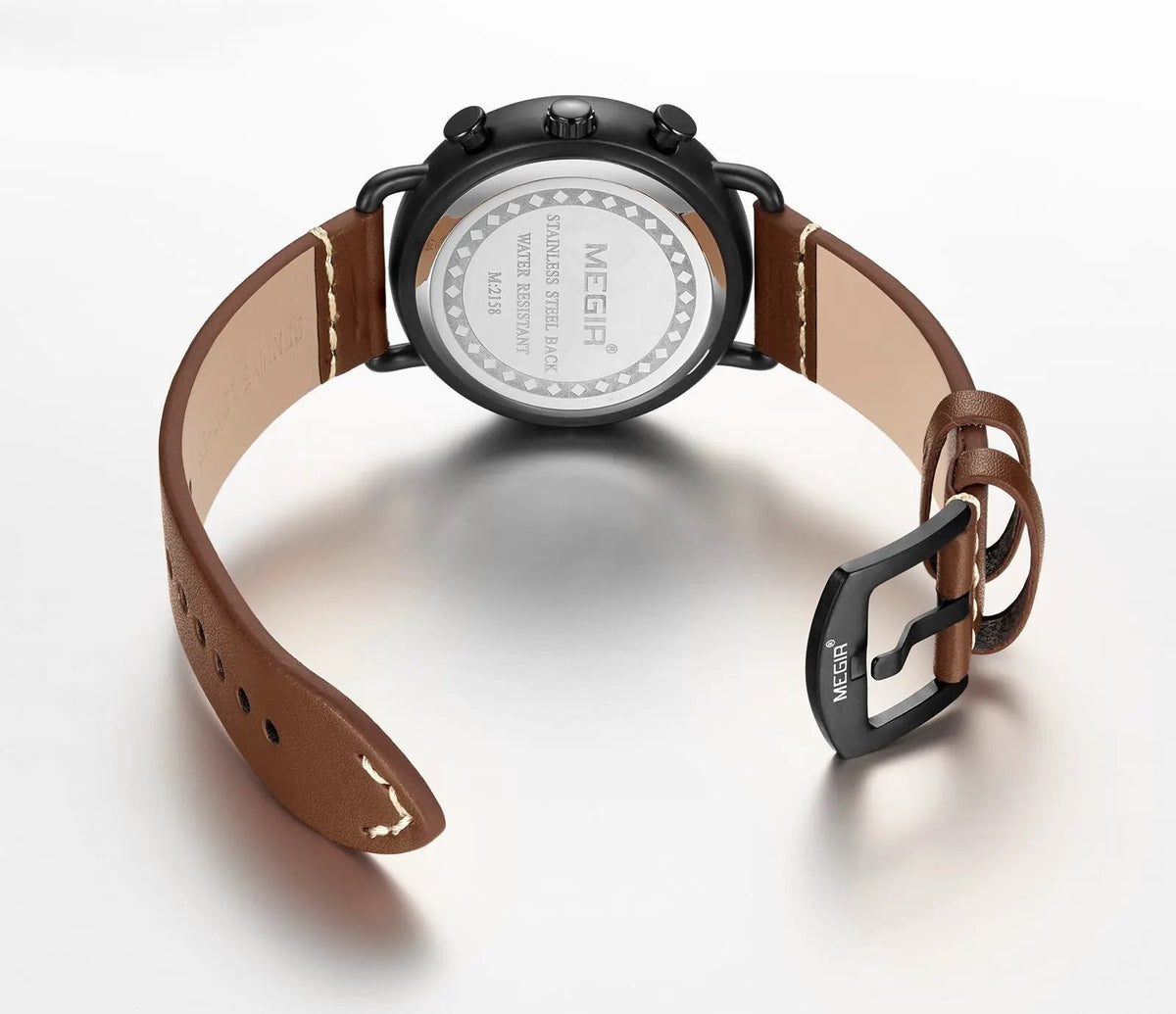 MEGIR Fashion Mens Watches Luxury Sport Quartz Wrist Watch Steel Mesh Business Casual Watches Calendar Leather Band Man Clock 2158 by MEGIR WATCH GROUP