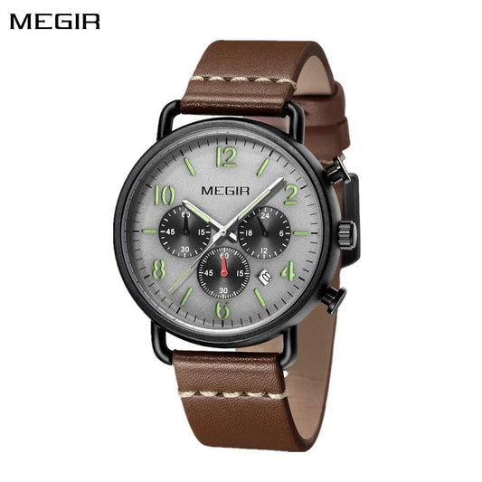 MEGIR Fashion Mens Watches Luxury Sport Quartz Wrist Watch Steel Mesh Business Casual Watches Calendar Leather Band Man Clock 2158 by MEGIR WATCH GROUP