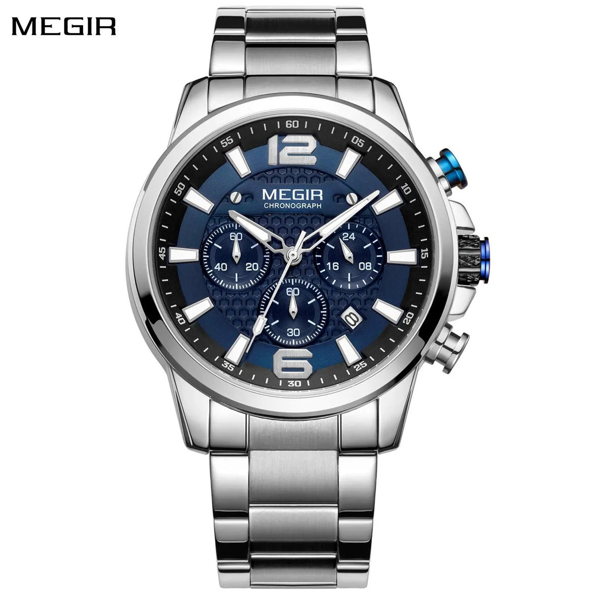 MEGIR Luxury Business Men Watch Fashion Quartz Sport Chronograph Luminous Waterproof Calendar Stainless Steel Male Wristwatch 2156 by MEGIR WATCH GROUP
