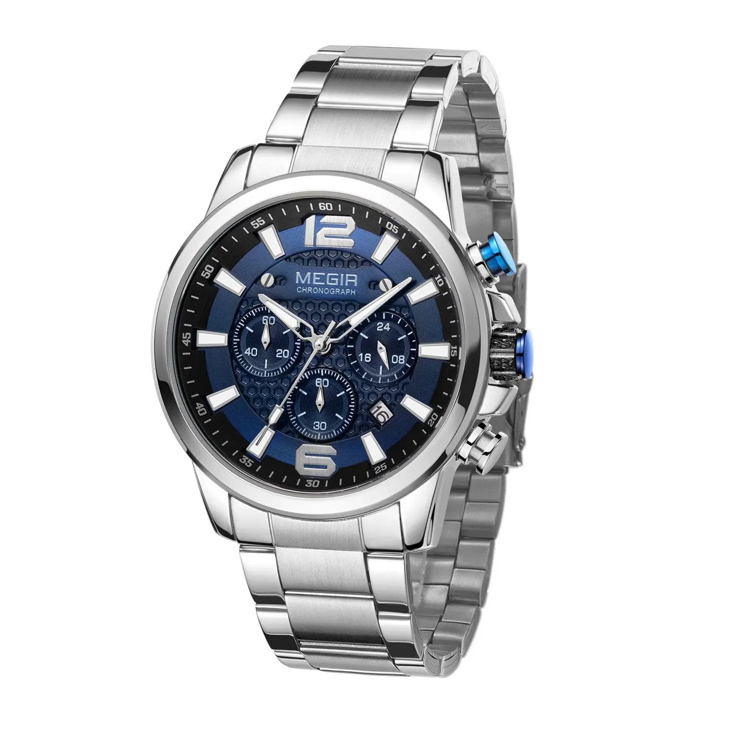 MEGIR Luxury Business Men Watch Fashion Quartz Sport Chronograph Luminous Waterproof Calendar Stainless Steel Male Wristwatch 2156 by MEGIR WATCH GROUP