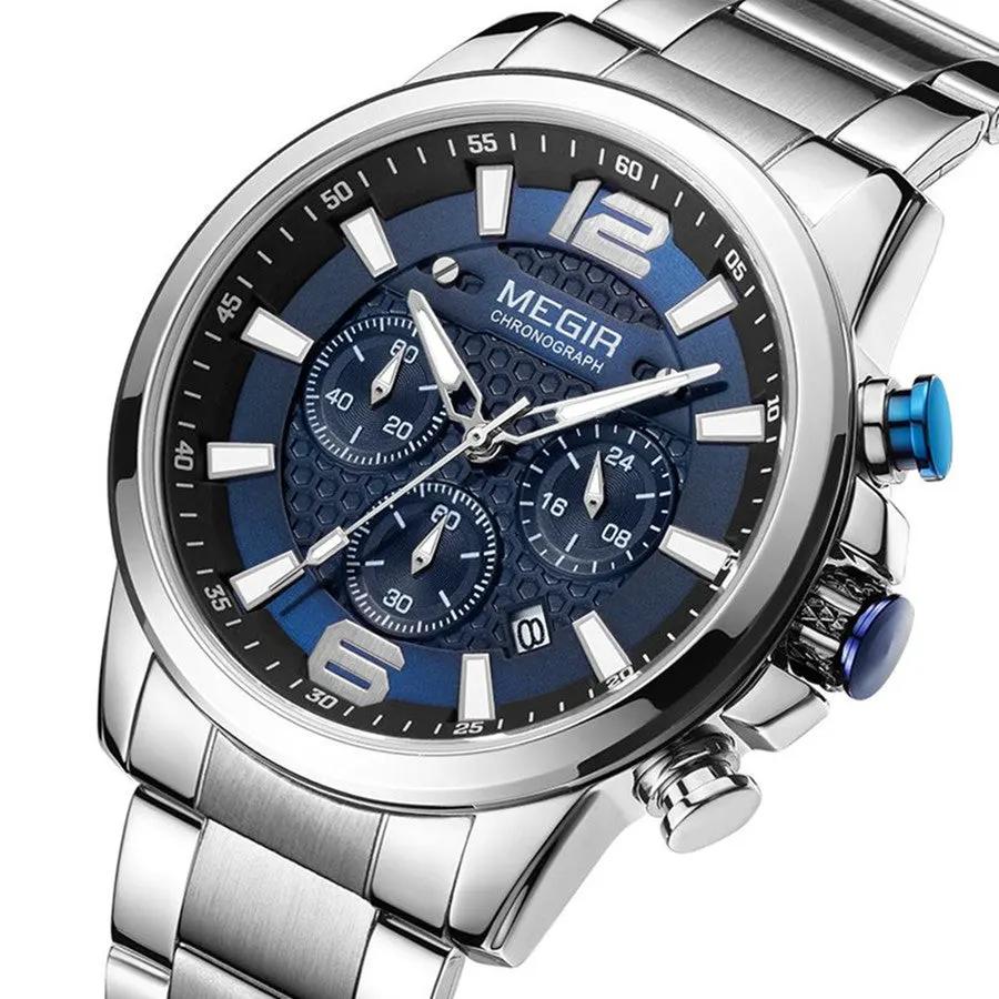 MEGIR Luxury Business Men Watch Fashion Quartz Sport Chronograph Luminous Waterproof Calendar Stainless Steel Male Wristwatch 2156 by MEGIR WATCH GROUP