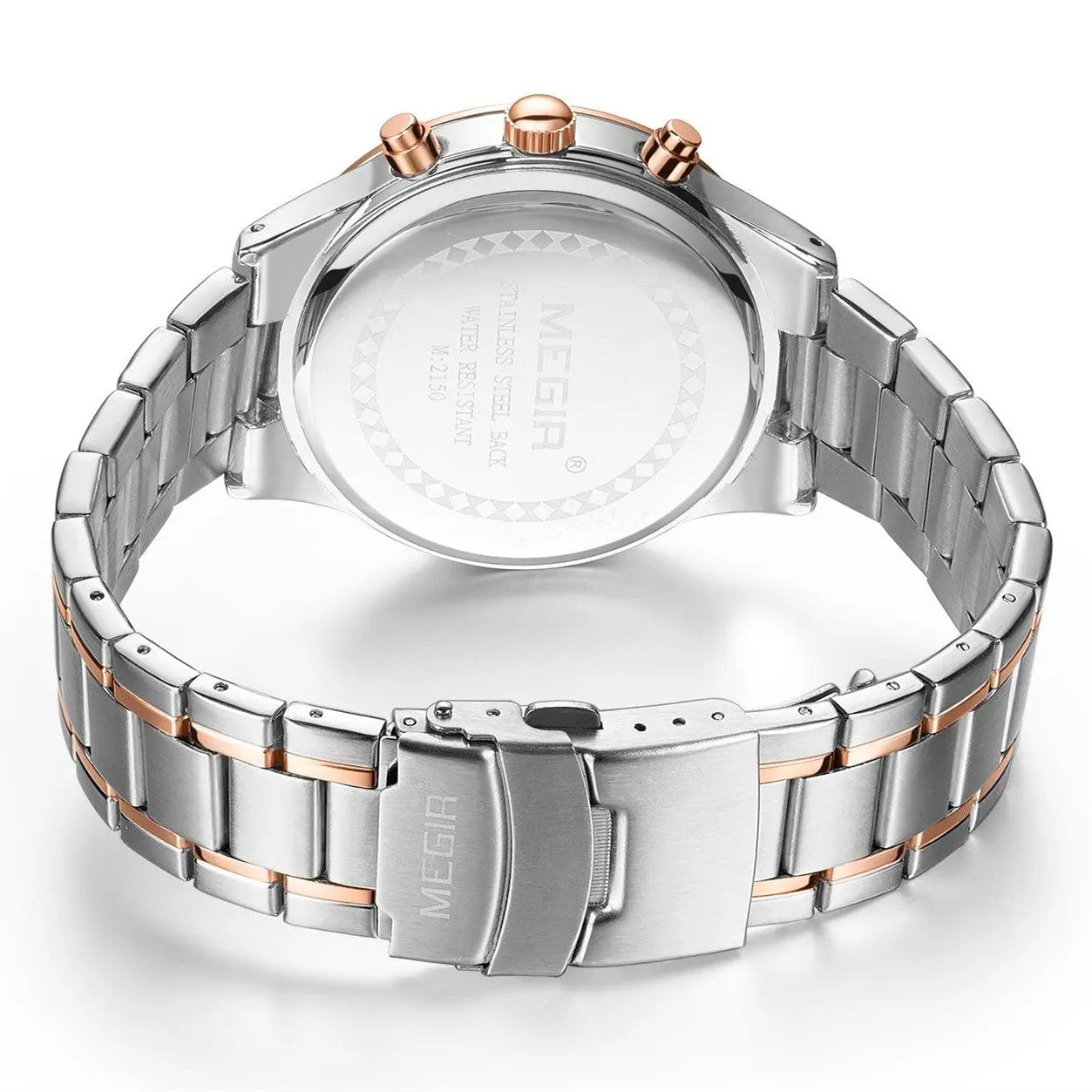 MEGIR Stainless Steel Waterproof Wrist Watches for Men Luminous Chronograph Business Quartz Men's Casual Clock Reloj Hombre 2150 by MEGIR WATCH GROUP