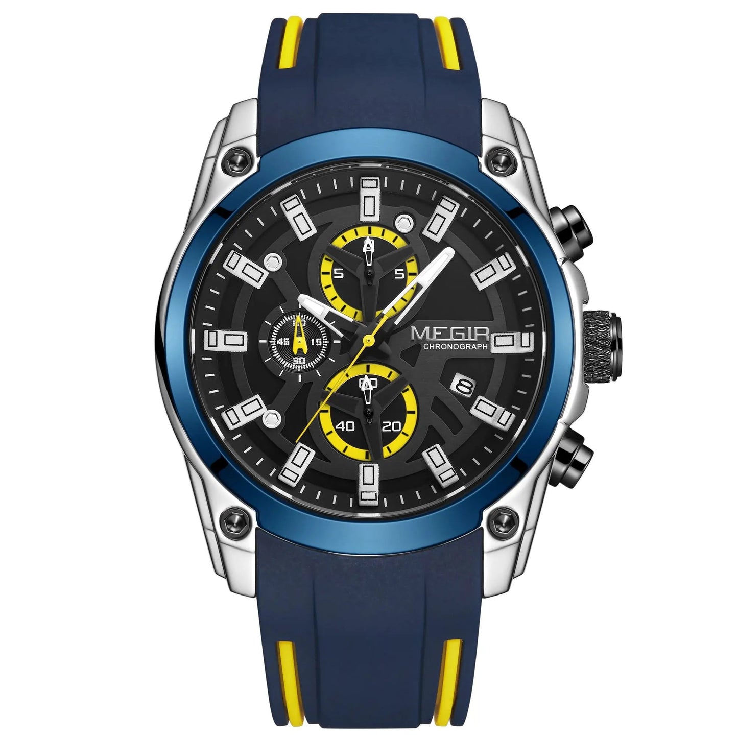 MEGIR Original Blue Sport Watches for Men Luxury Chronograph Man Military Quartz Wristwatch Clock Luminous Big Dial Reloj Hombre 2144 by MEGIR WATCH GROUP
