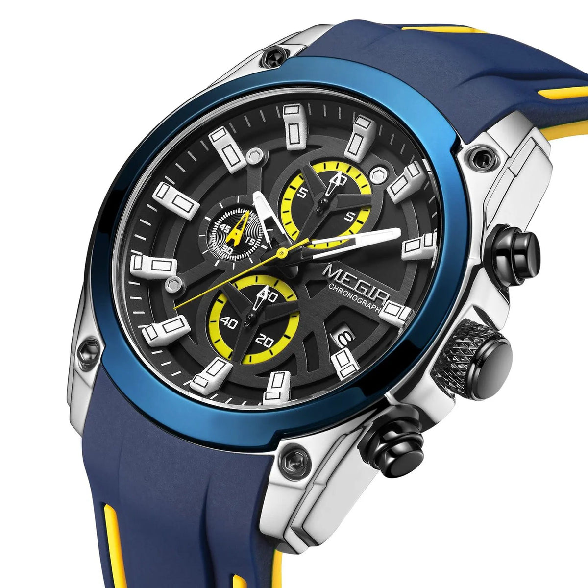 MEGIR Original Blue Sport Watches for Men Luxury Chronograph Man Military Quartz Wristwatch Clock Luminous Big Dial Reloj Hombre 2144 by MEGIR WATCH GROUP