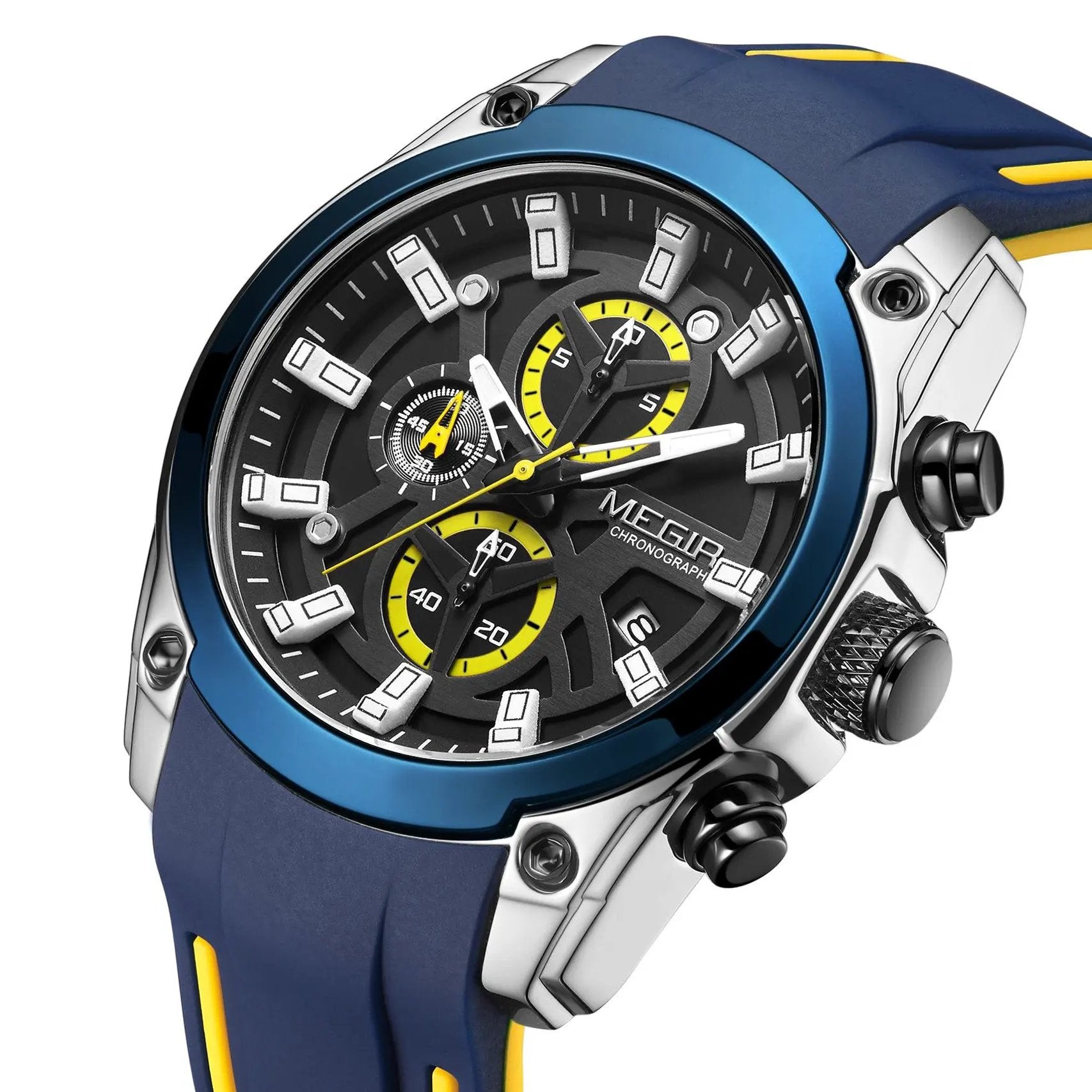 MEGIR Original Blue Sport Watches for Men Luxury Chronograph Man Military Quartz Wristwatch Clock Luminous Big Dial Reloj Hombre 2144 by MEGIR WATCH GROUP
