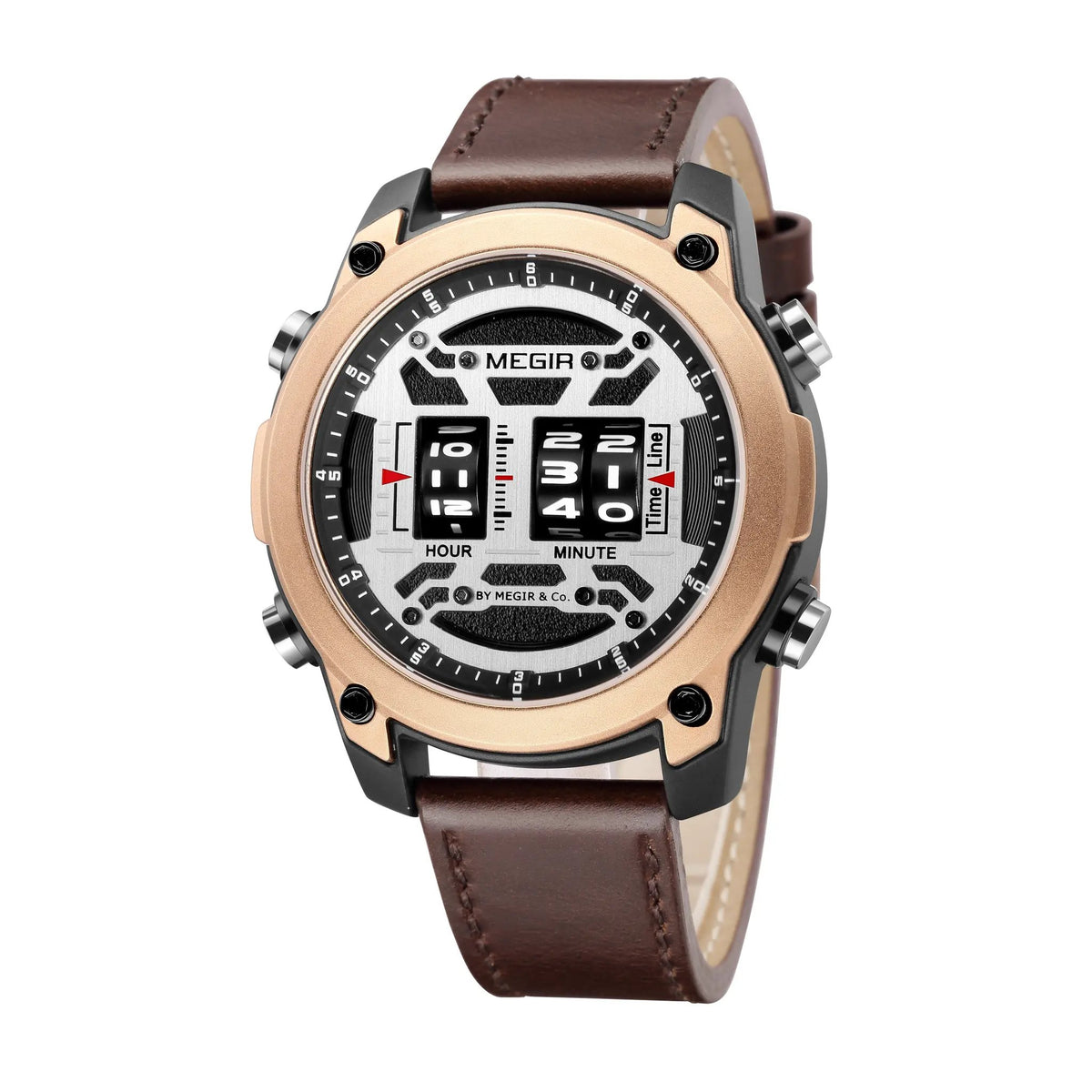 MEGIR Men's Watch Roller Business Casual Wristwatch Leather Fashion Sports Quartz Watch Chronograph Waterproof Male Clock 2142 by MEGIR WATCH GROUP