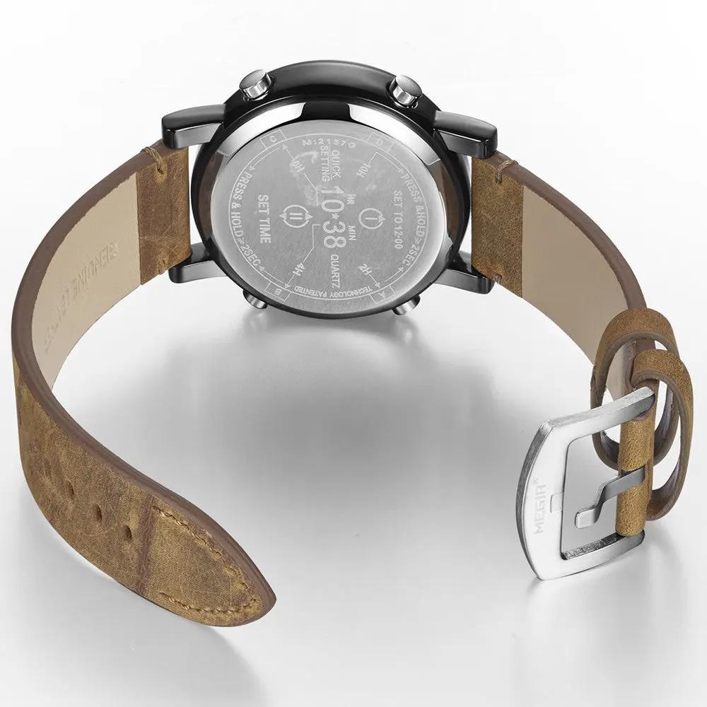 MEGIR Roller Pointer Watches for Men Fashion Luxury Military Sport Watch Leather Strap Quartz Wristwatch Clock Relogio Mascilino 2137 by MEGIR WATCH GROUP