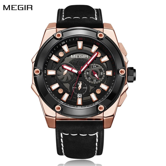 MEGIR Men's Watches Top Brand Luxury Casual Sports Wrist Watch Leather Strap Quartz Male Clock Chronograph Relogio Masculino 2122 by MEGIR WATCH GROUP