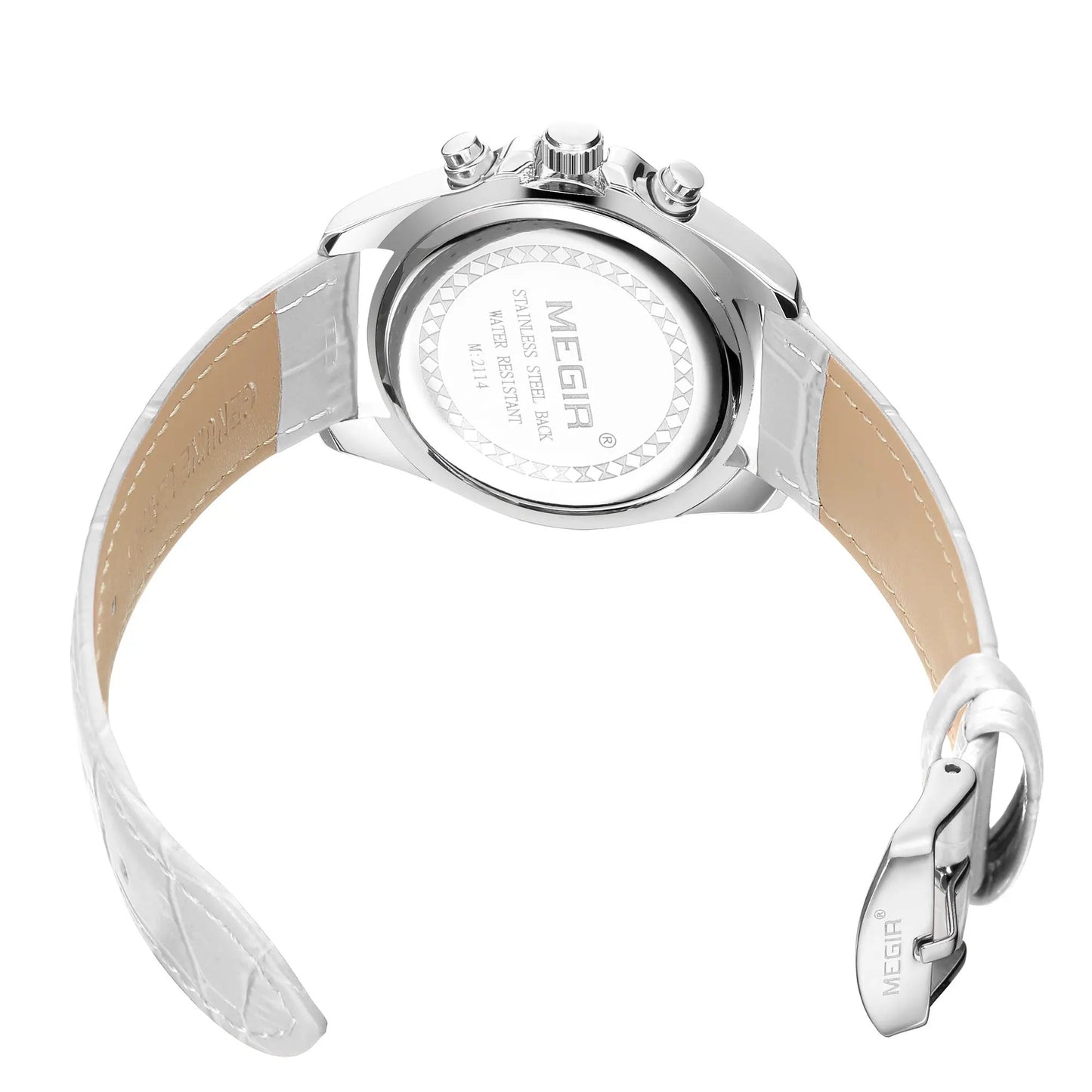 MEGIR Watches for Women Luxury Ladies Wristwatch Leather Waterproof Elegant Dress Quartz Chronograph Female Clock 24-hour 2114 by MEGIR WATCH GROUP