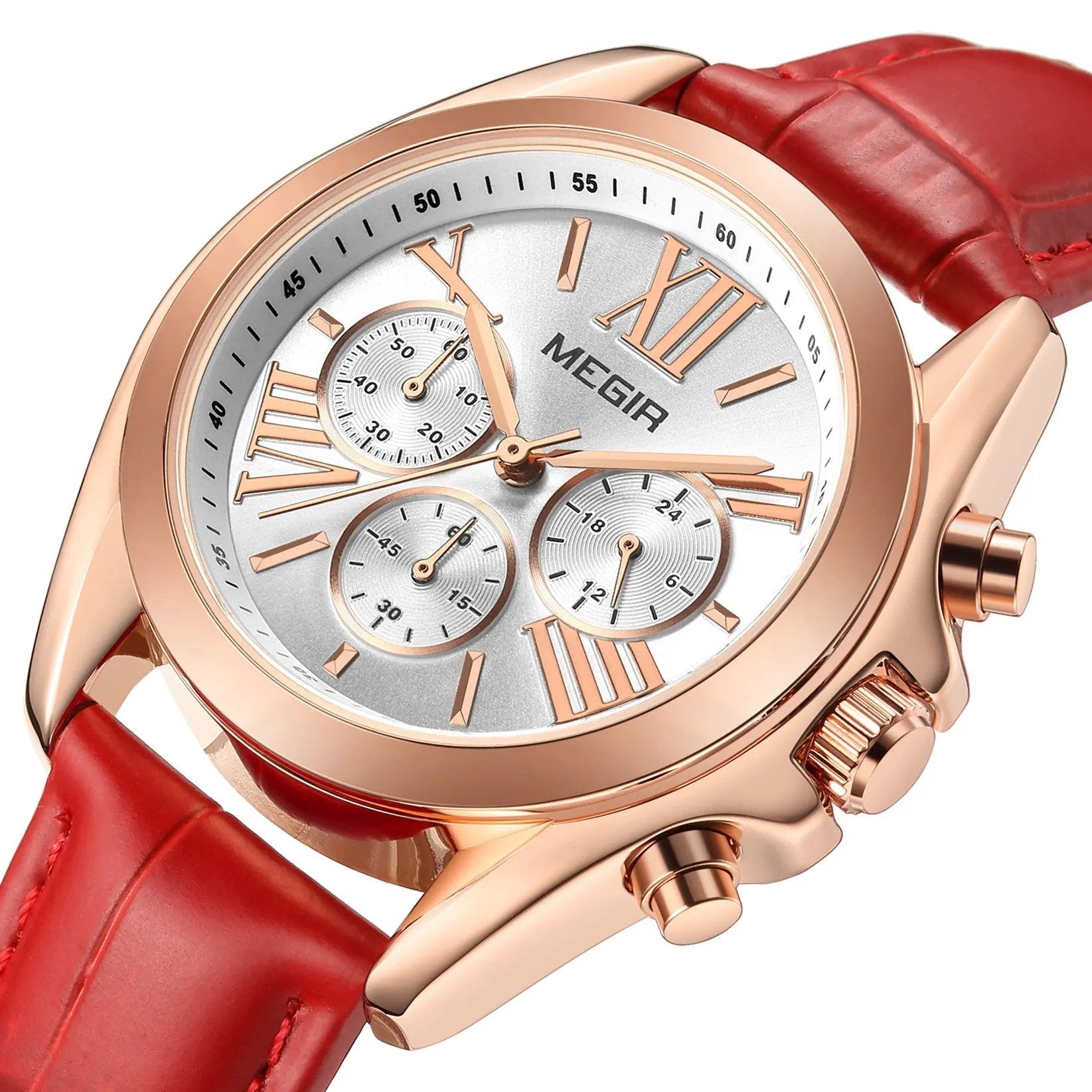 MEGIR Watches for Women Luxury Ladies Wristwatch Leather Waterproof Elegant Dress Quartz Chronograph Female Clock 24-hour 2114 by MEGIR WATCH GROUP