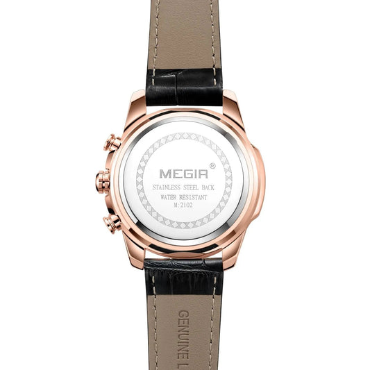 MEGIR Luxury Men Sport Watches Leather Military Quartz Wristwatch Waterproof Man Chronograph Clock 24 hour Montre Homme 2102 by MEGIR WATCH GROUP