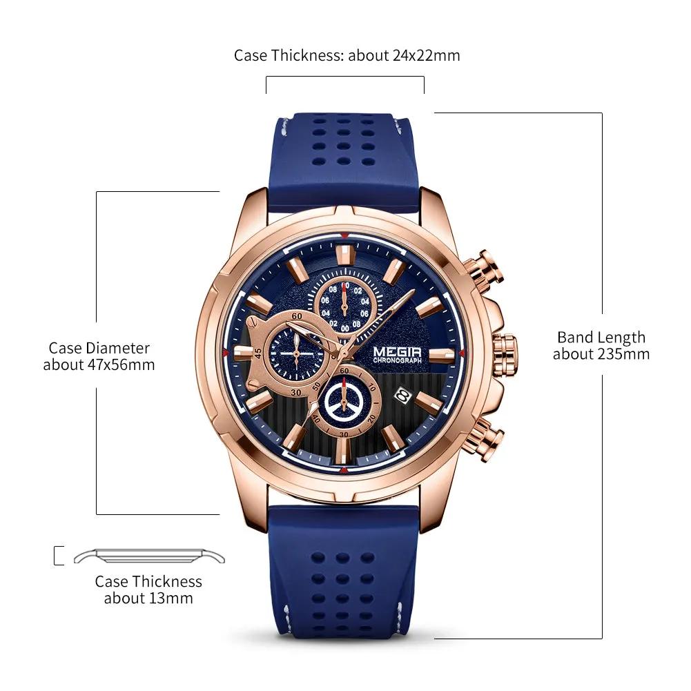 MEGIR Men Watch Silicone Strap Quartz Chronograph Wristwatch Fashion Men's Sport Watches Waterproof Calendar Reloj Hombre 2101 by MEGIR WATCH GROUP