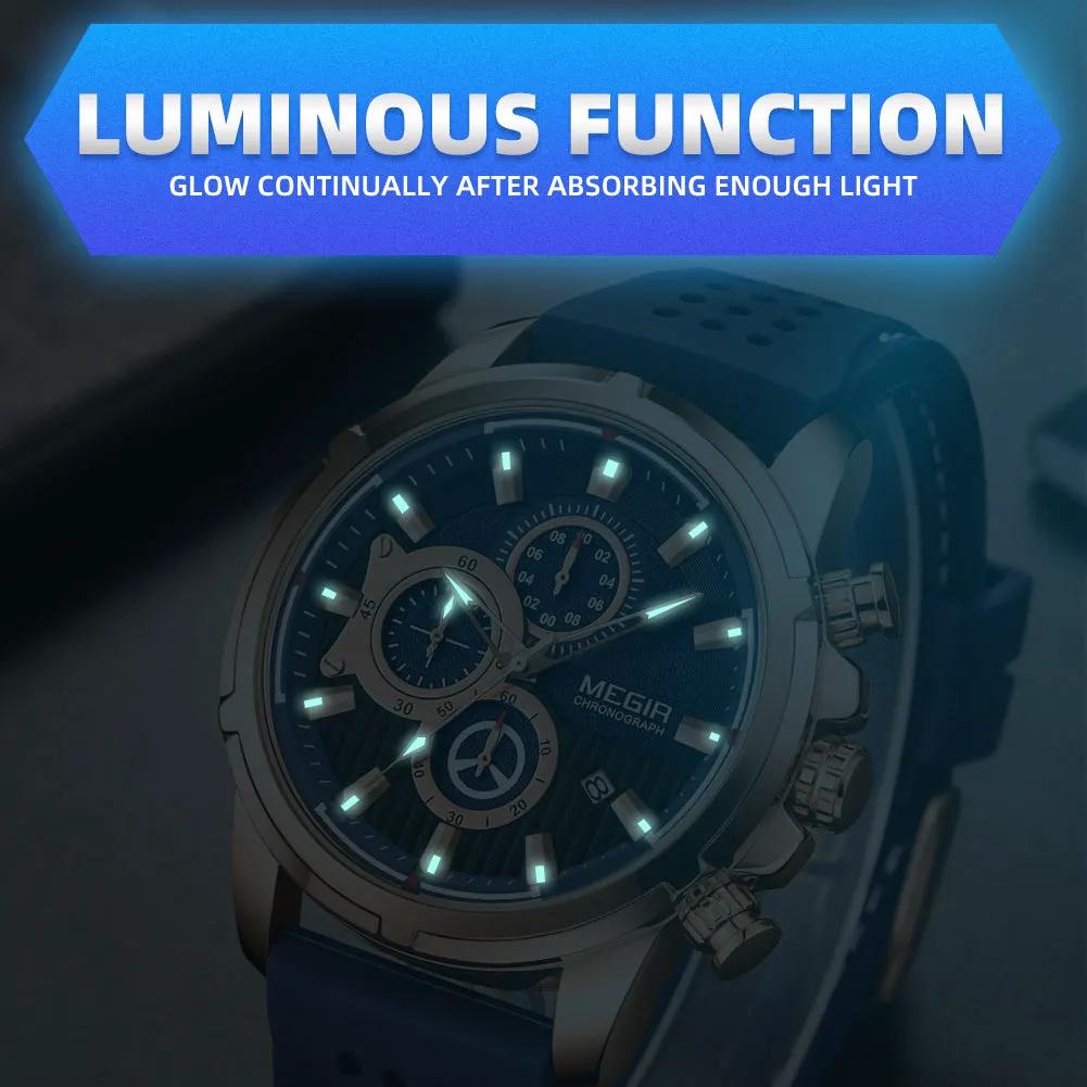 MEGIR Men Watch Silicone Strap Quartz Chronograph Wristwatch Fashion Men's Sport Watches Waterproof Calendar Reloj Hombre 2101 by MEGIR WATCH GROUP