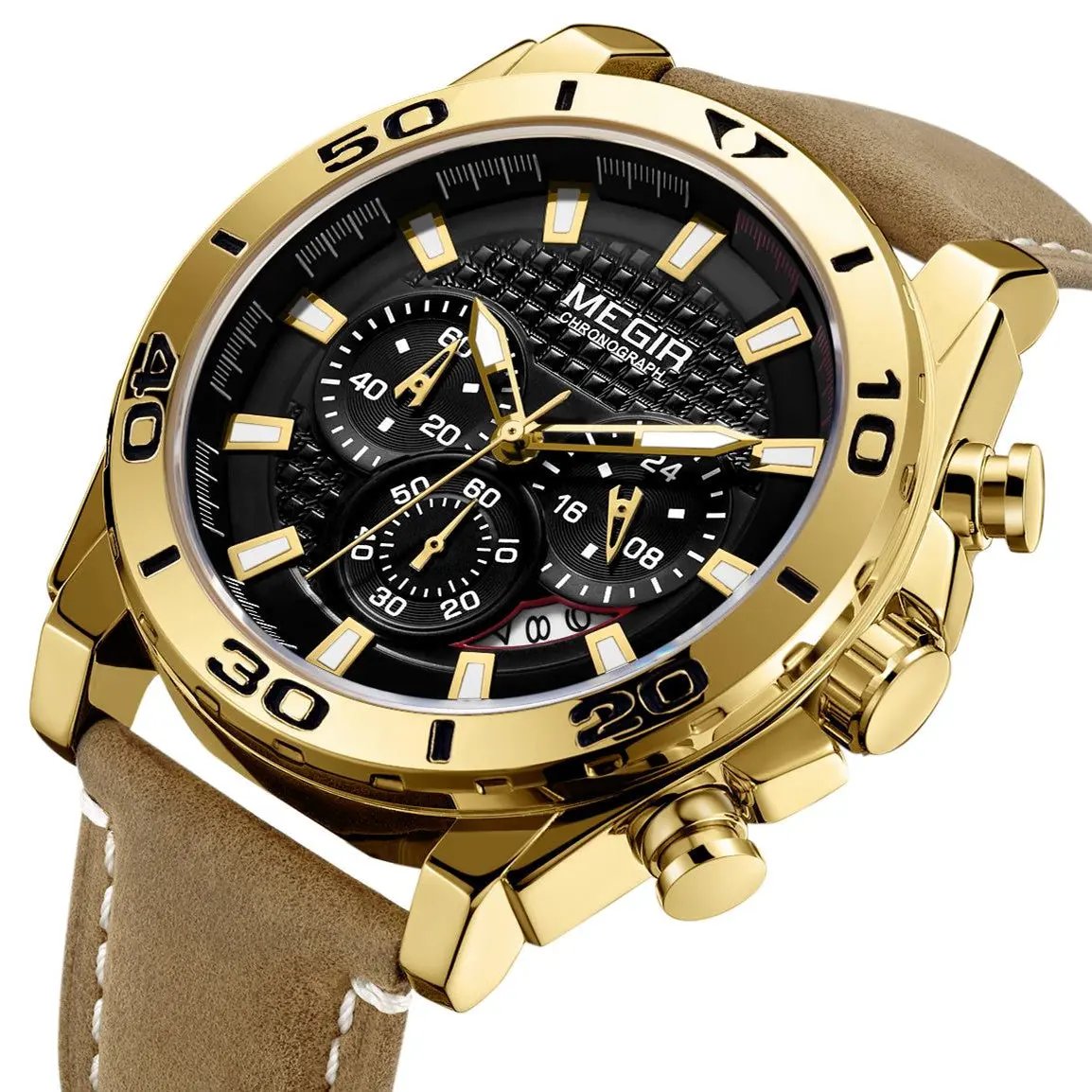 MEGIR Men Watches Brand Luxury Sports Quartz Chronograph Men's Army Military Wristwatch Leather Strap Male Clock Reloj Hombre 2094 by MEGIR WATCH GROUP